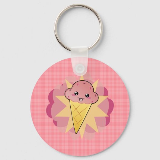 Porte-clés Crème glacée Kawaii (Recto)