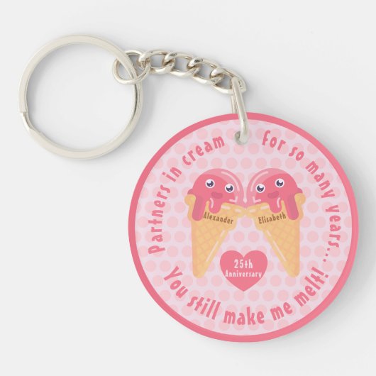 Porte-clés Crème glacée Scoops Cute Romantique Saint Valentin (Devant)