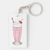 Porte-clés Crème glacée Shoppe fraise rose Milkshake Foin (Dos)