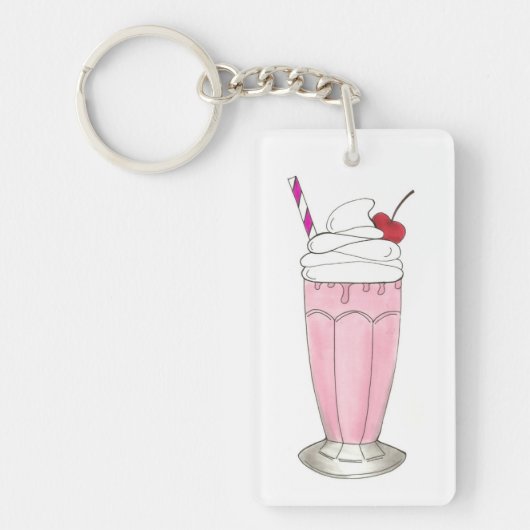 Porte-clés Crème glacée Shoppe fraise rose Milkshake Foin (Devant)