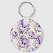 Porte-clés Crème violette romantique Iris Citation de beauté  (Recto)