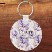 Porte-clés Crème violette romantique Iris Citation de beauté  (Recto)