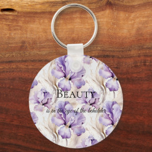 Porte-clés Crème violette romantique Iris Citation de beauté