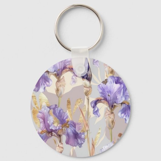 Porte-clés Crème violette romantique Iris Citation de beauté  (Verso)