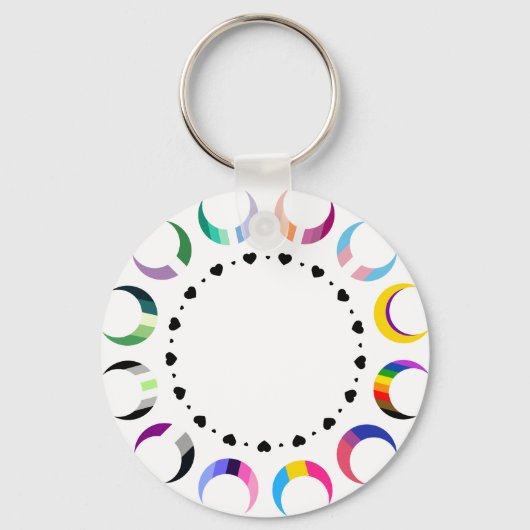 Porte-clés Crescent Pride Lunes et Coeurs Noirs (Recto)