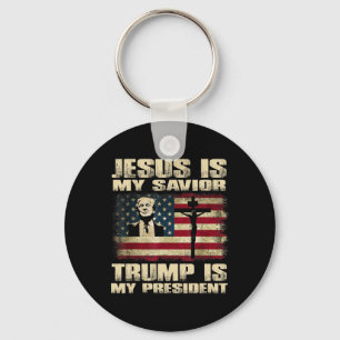 Porte-clés Criminel Condamné Jésus Est Mon Sauveur Trump Est