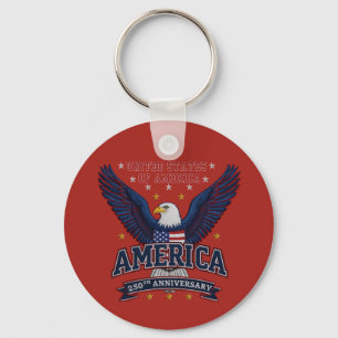 Porte-clés Crimson USA 250e QR de l'entreprise commémorative
