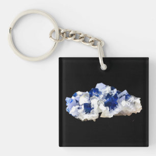 Porte-clés Cristal de Fluorite Bleu Profond Transparent Natur