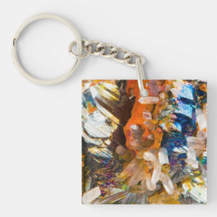 Porte-clés Cristal d'Hématite Arc-en-Ciel Iridescent Équilibr