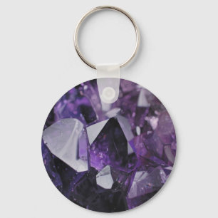 Porte-clés cristal géométrique gemstone mauve améthyste