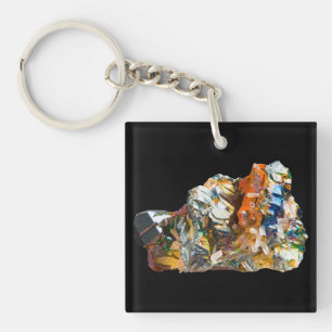 Porte-clés Cristal iridescent de l'Arc-en-Ciel Hématite Aura