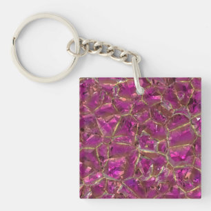 Porte-clés Cristal rose et or