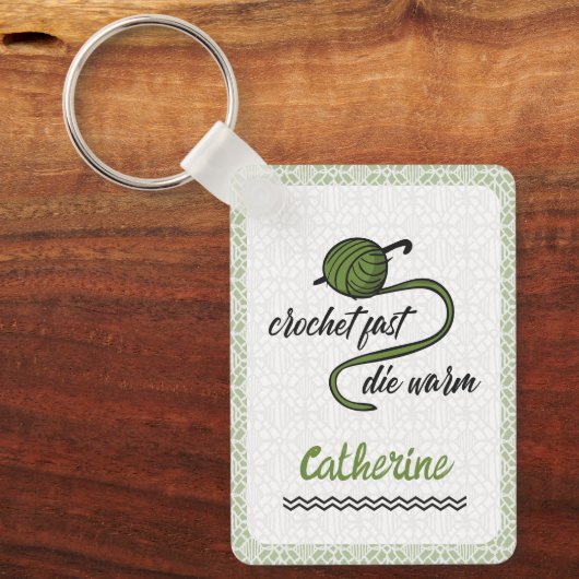 Porte-clés Crochet Vert Olive Fast, Die Chaud (Recto)