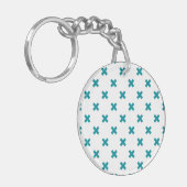 Porte-clés Crochets turquoises sur blanc (Devant gauche)