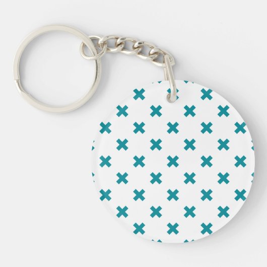 Porte-clés Crochets turquoises sur blanc (Devant)