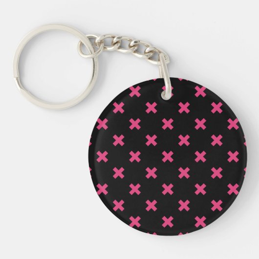 Porte-clés Crochis Fuchsia sur noir (Devant)