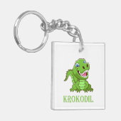 Porte-clés Crocodile de dessin animé vert blanc (Devant gauche)