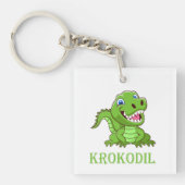 Porte-clés Crocodile de dessin animé vert blanc (Devant)