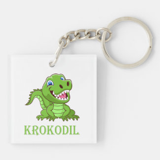 Porte-clés Crocodile de dessin animé vert blanc
