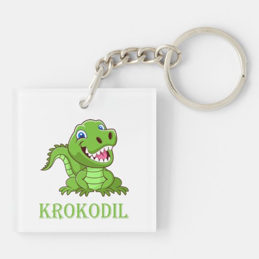 Porte-clés Crocodile de dessin animé vert blanc (Dos)