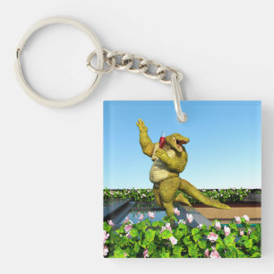 Porte-clés Crocodile drôle Champagne Fête Piscine Art