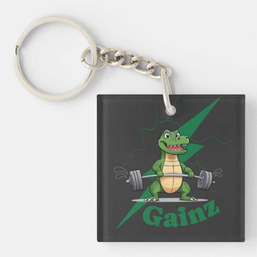 Porte-clés Crocodile Gainz Gym | Exercice de musculation (Devant)