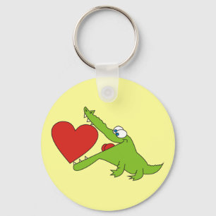 Porte-clés Crocodile mignon avec un porte - clé de coeur