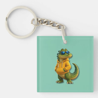 Porte-clés Crocodile mignon en sweat à capuche jaune Porte-cl