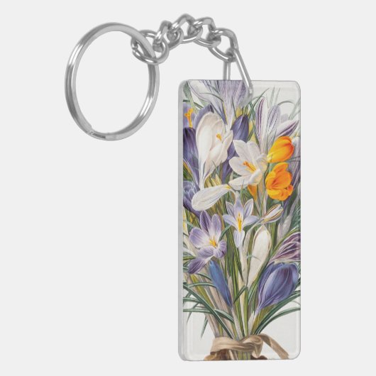 Porte-clés Crocus Spring Flower Botanique Floral Art (Devant gauche)
