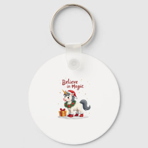 Porte-clés Croire en la Fête Magique Licorne portant un Noël