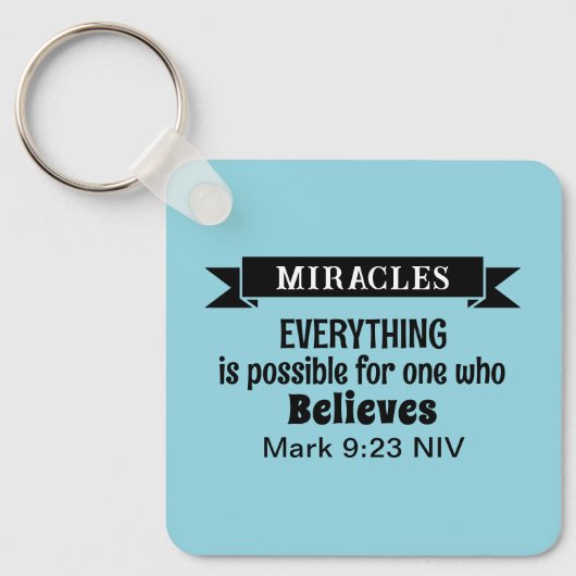 Porte-clés Croire en Miracles Bible Verse Bleu clair (Recto)