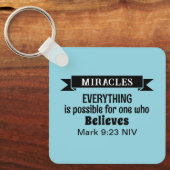 Porte-clés Croire en Miracles Bible Verse Bleu clair (Recto)