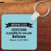 Porte-clés Croire en Miracles Bible Verse Bleu clair (Verso)