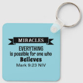 Porte-clés Croire en Miracles Bible Verse Bleu clair (Dos)