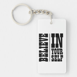 PORTE-CLÉS CROIRE EN VOUS-MÊME TYPOGRAPHIE BLANCHE