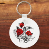 Porte-clés Croissant mécanique avec roses rouges (Recto)