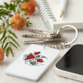 Porte-clés Croissant mécanique avec roses rouges (Devant droit)