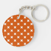 Porte-clés Croix blanche coutures sur orange brûlé (Dos)