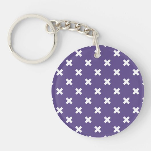 Porte-clés Croix blanches sur ultra violet (Devant)