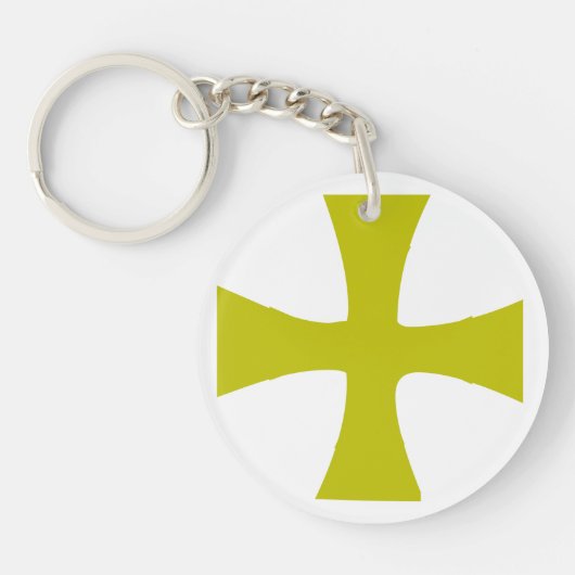 Porte-clés Croix byzantine en or faux (Devant)