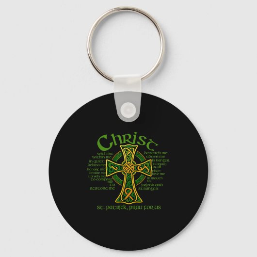 Porte-clés Croix celtique Christ avec moi Saint-Patrick Breas (Recto)