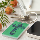 Porte-clés Croix celtique haute bleue (Devant droit)