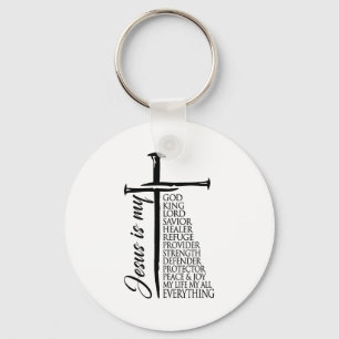 Porte-clés Croix Chrétien Jésus-Christ est mon Dieu Roi Seign