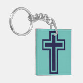 Porte-clés Croix chrétienne bleue différentes variantes (Devant gauche)