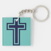 Porte-clés Croix chrétienne bleue différentes variantes (Dos)