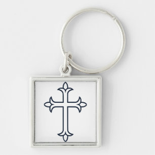 Porte-clés Croix Chrétienne Classique Art Minimaliste Fin