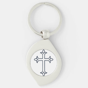 Porte-clés Croix Chrétienne Classique Art Minimaliste Fin