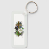Porte-clés Croix chrétienne en or (Verso)
