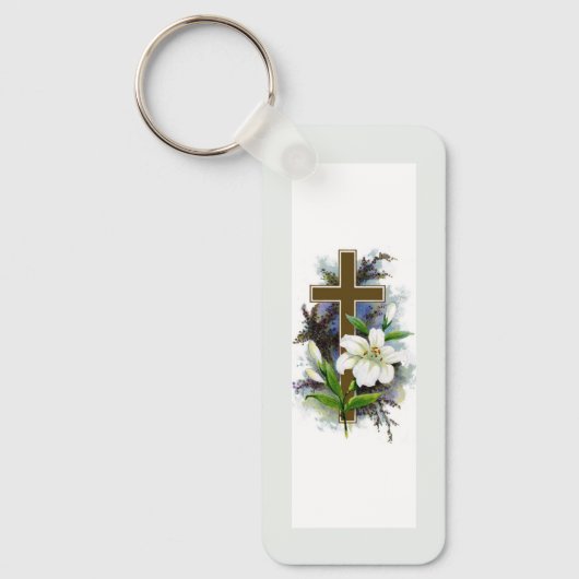 Porte-clés Croix chrétienne en or (Recto)