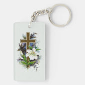 Porte-clés Croix chrétienne en or (Dos)